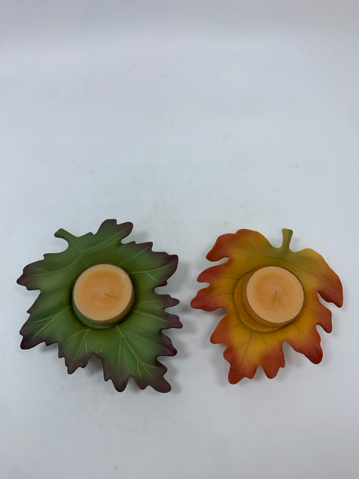 2PC MAPLE LEAF TEA LIGHT HOLDERS- PARTYLITE.