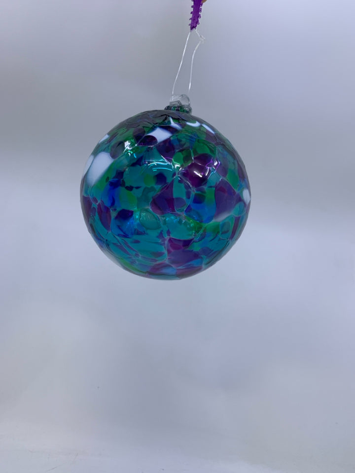 PURPLE,GREEN,BLUE BLOWN GLASS BULB.