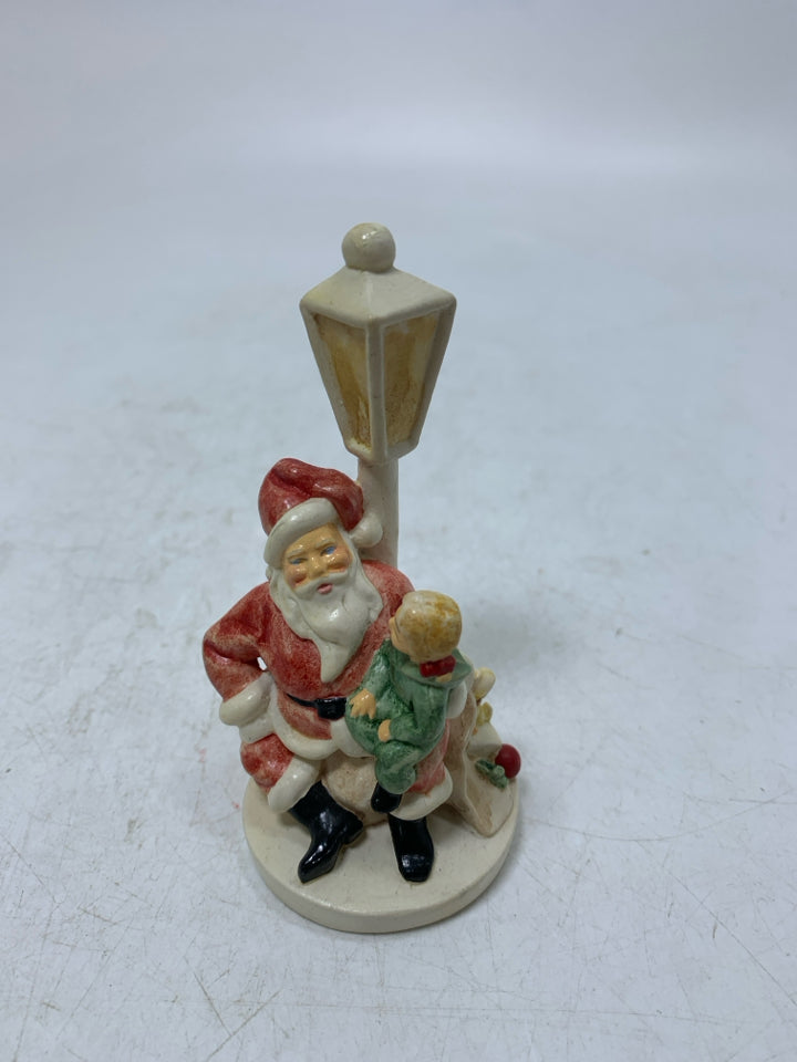 VTG SANTA W/ BOY & LAMP POST SEBASTIAN MINIATURE.