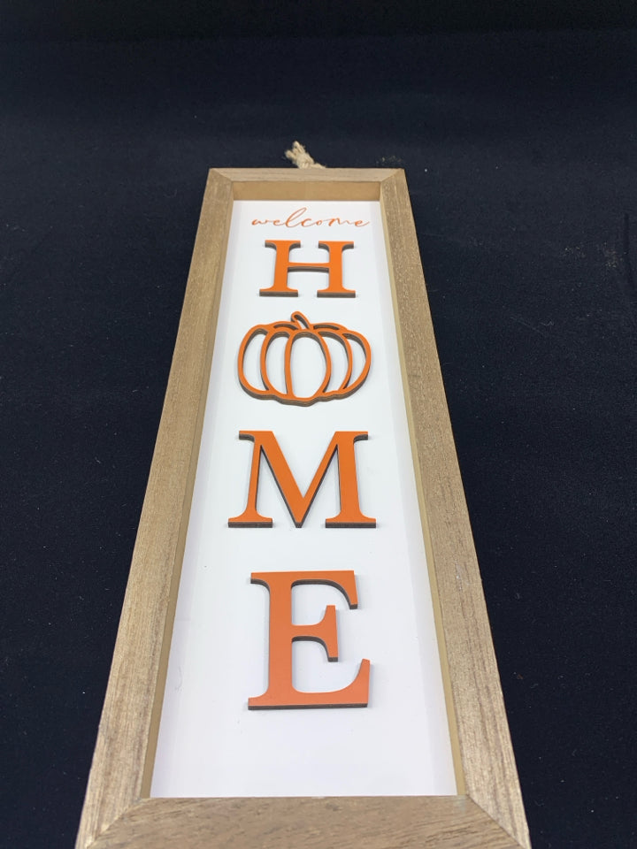 WELCOME HOME PUMPKIN WOOD WALL HANGING.