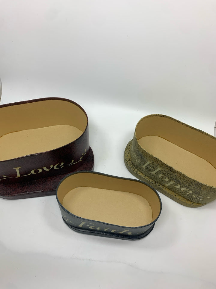 FAITH HOPE LOVE OVAL NESTING BOXES.