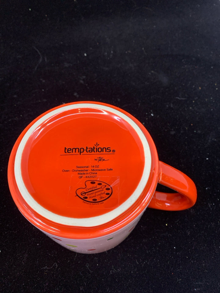4 STACKING SNOWMAN MUGS-TEMPTATIONS, WHITE STAND.