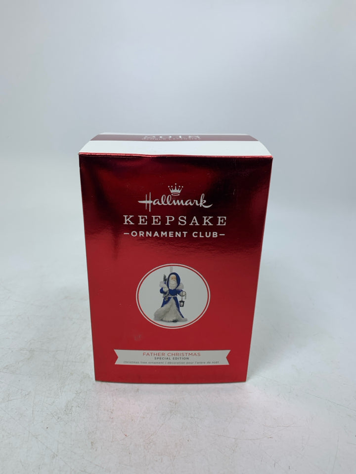 IN BOX FATHER CHRISTMAS HALLMARK ORNAMENT.