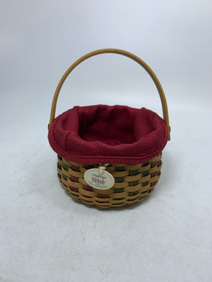LONGABERGER MELODY TREE TRIMMING BASKET W/ LINER & TIE-ON 2003.
