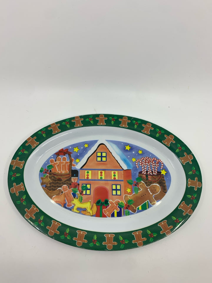 MELAMINE OVAL GINGERBREAD PLATTER.