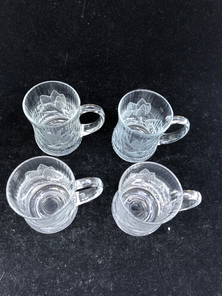 4 ARCOROC ETCHED TULIP GLASS MUG.