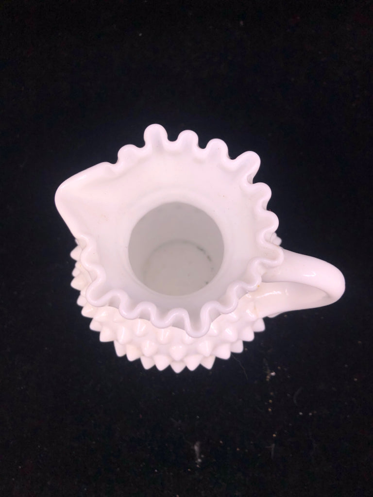 VTG MILK GLASS HOBNAIL PITCHER.