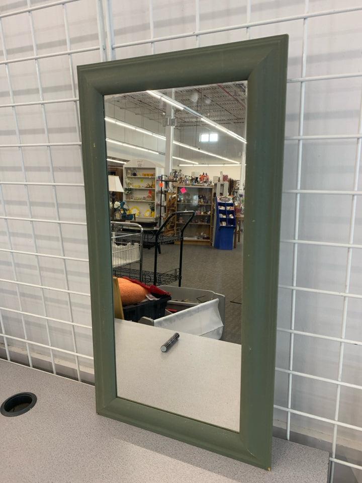 RECTANGLE GREEN WALL MIRROR.