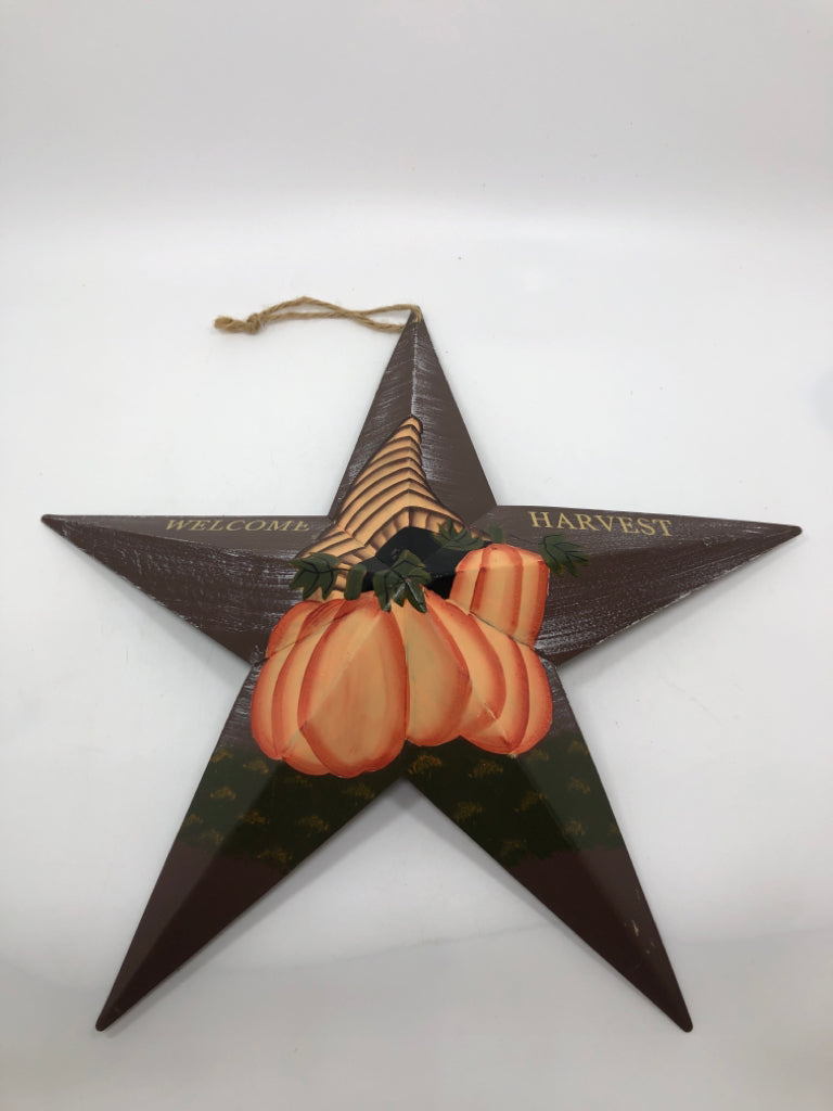 "WELCOME HARVEST" PAINTED METAL STAR.