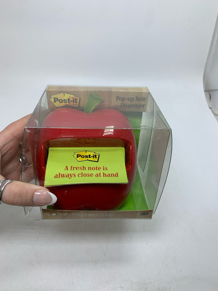 NIP POST IT POP UP DISPENSER WEIGHTED RED APPLE.