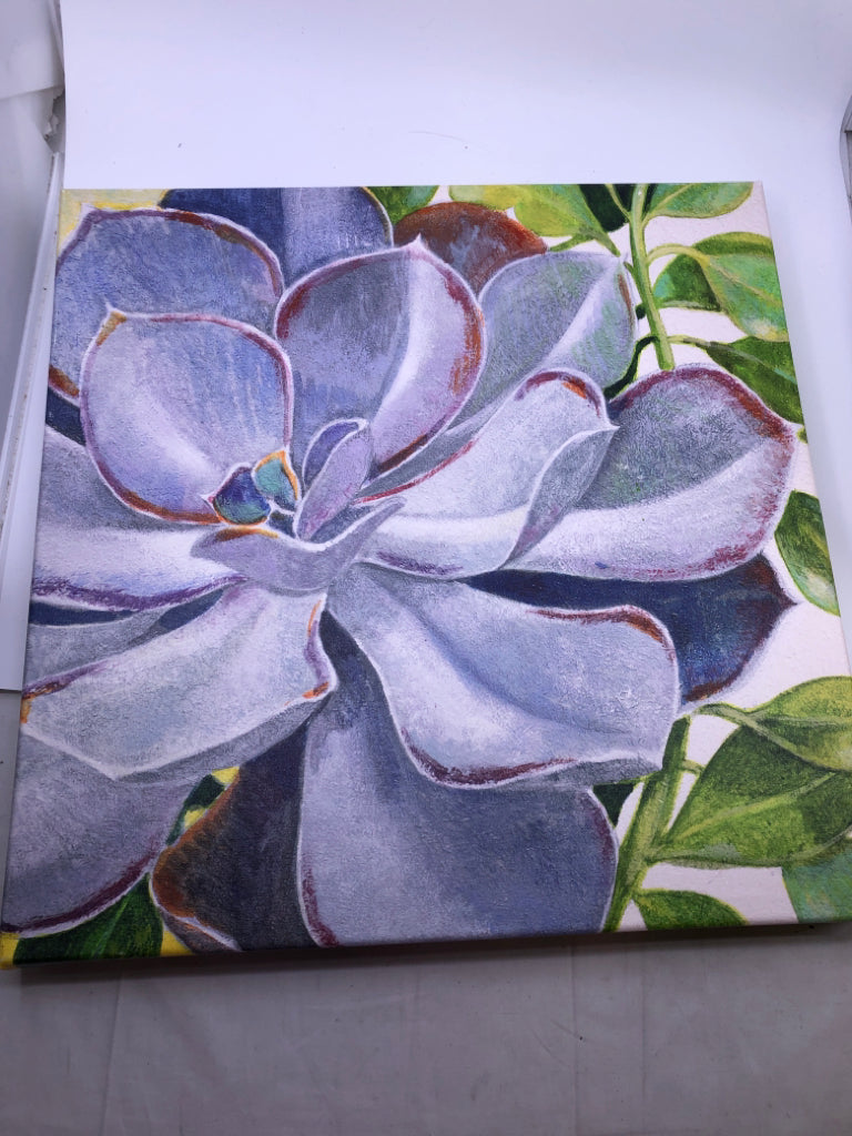 PURPLE SUCCULENT CANVAS WALL HANGING.