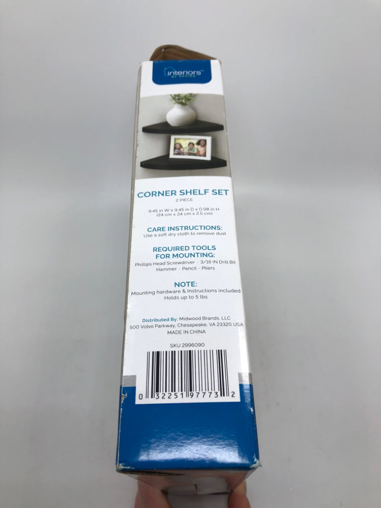 NIB BLACK CORNER SHELF.