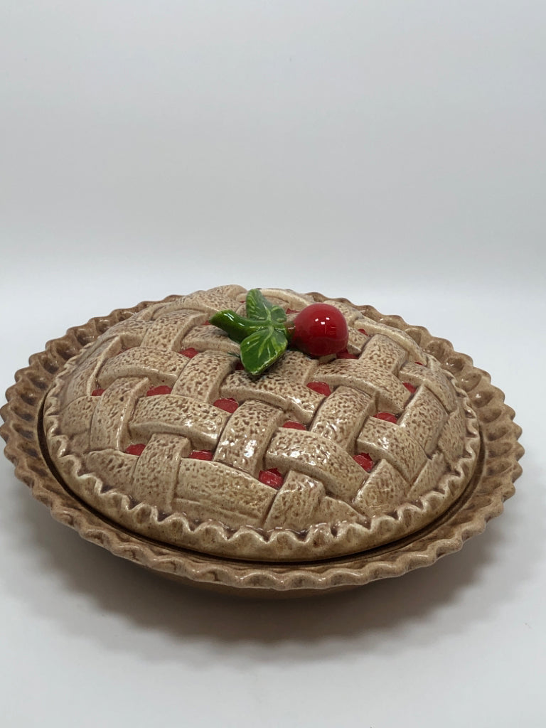 CERAMIC 'CHERRY PIE' PIE BAKING DISH.