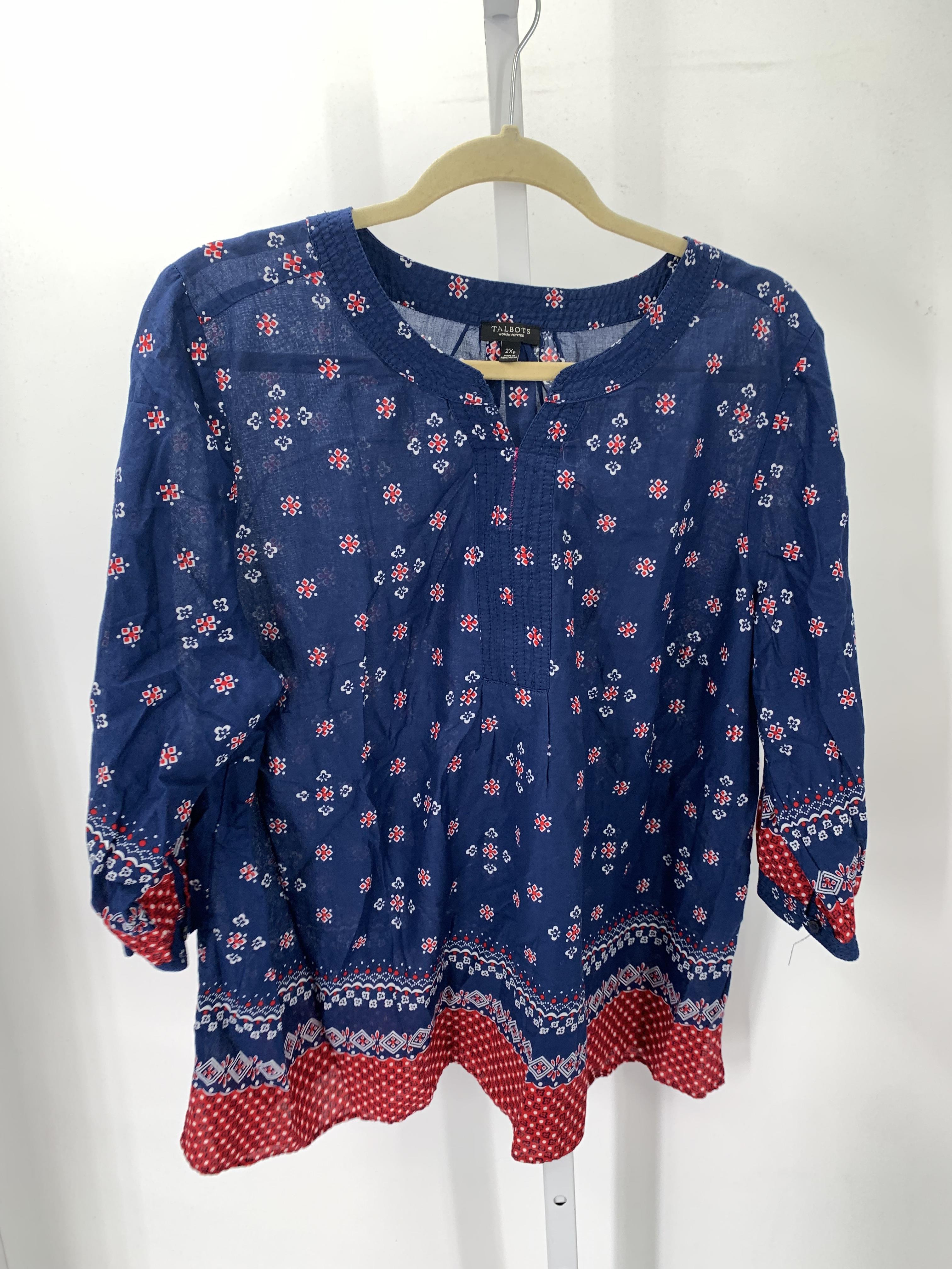 Talbots Size 2XP Womens 3/4 Sleeve Shirt