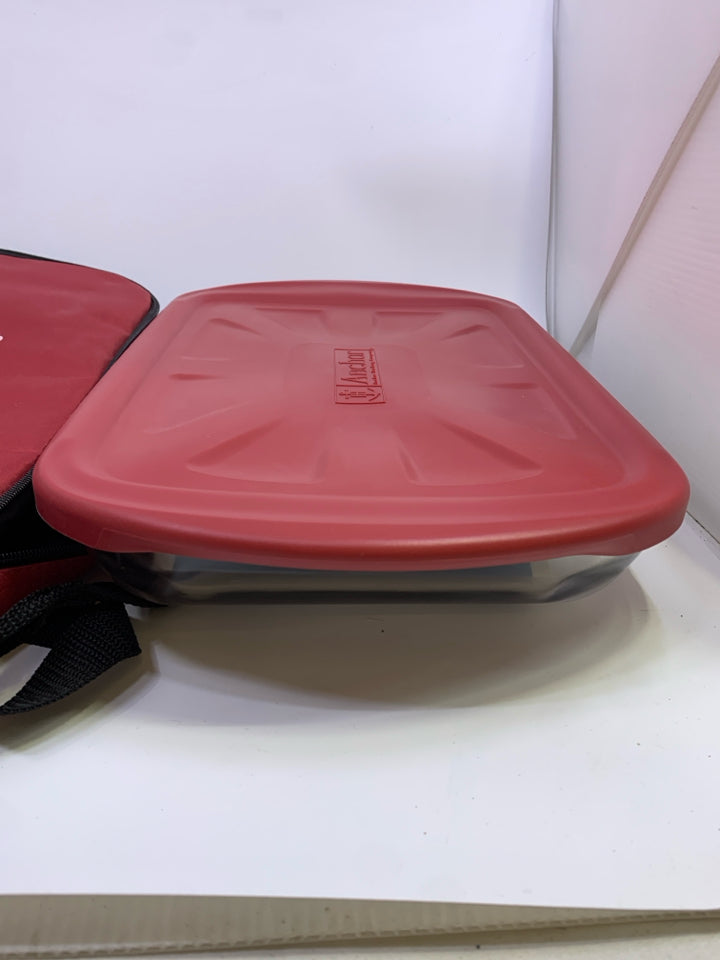 3QT BAKE DISH W/TOTE,LID & HOT/COLD PACK.