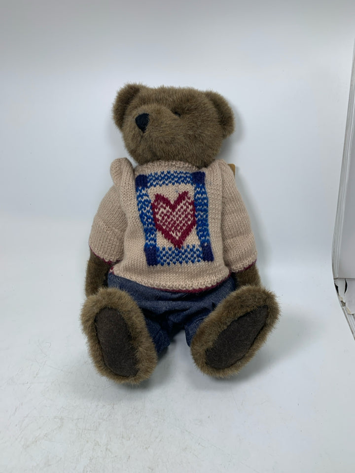HEART SWEATER W/ OVERALLS DARK BROWN BOYDS BEAR.