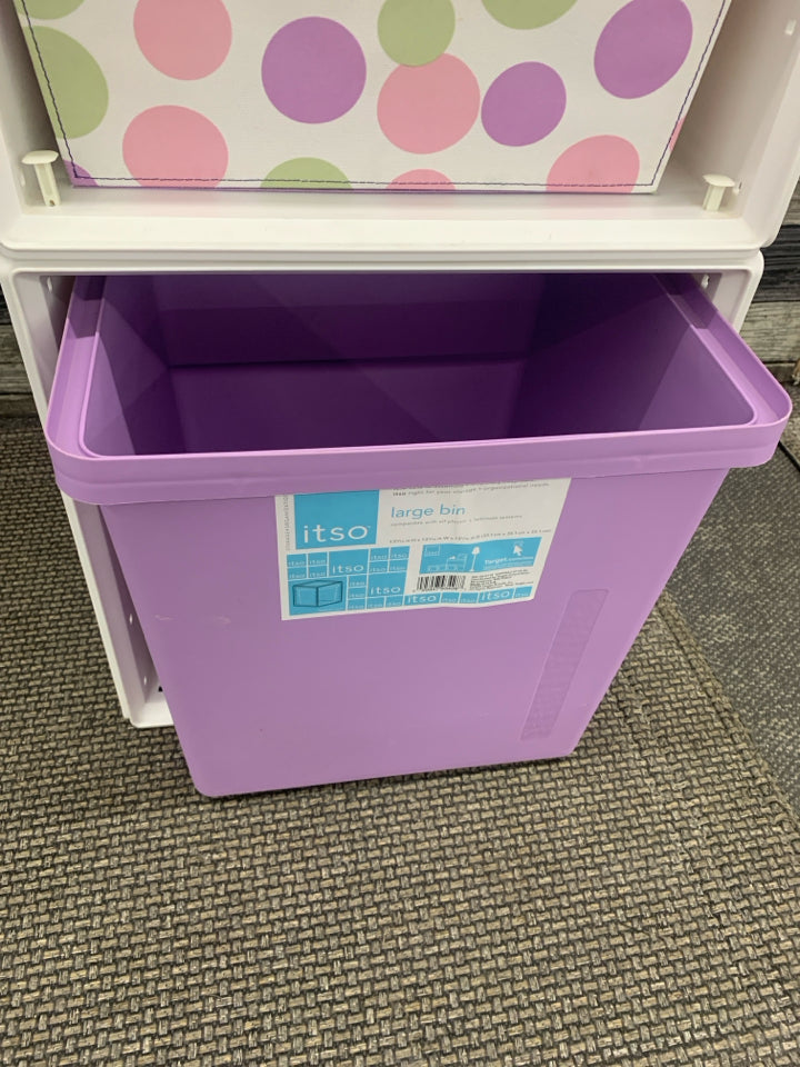 WHITE STACKABLE CUBE STORAGE W/3 CUBBIES, ORGANIZER&LOCKS TOGETHER.