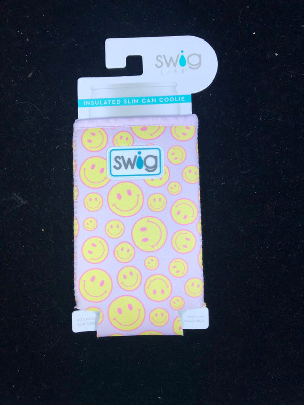 NIP SWIG INSULATED SLIM CAN COOLIE SMILEY FACES.