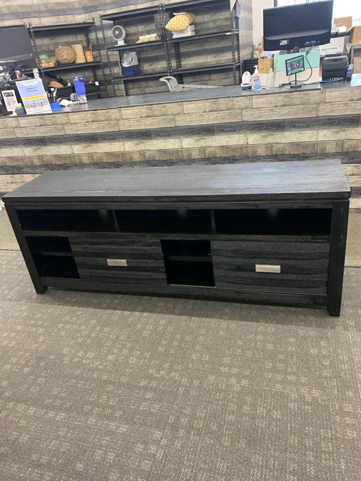 BLACK 2 DRAWER ENTERTAINMENT CENTER.