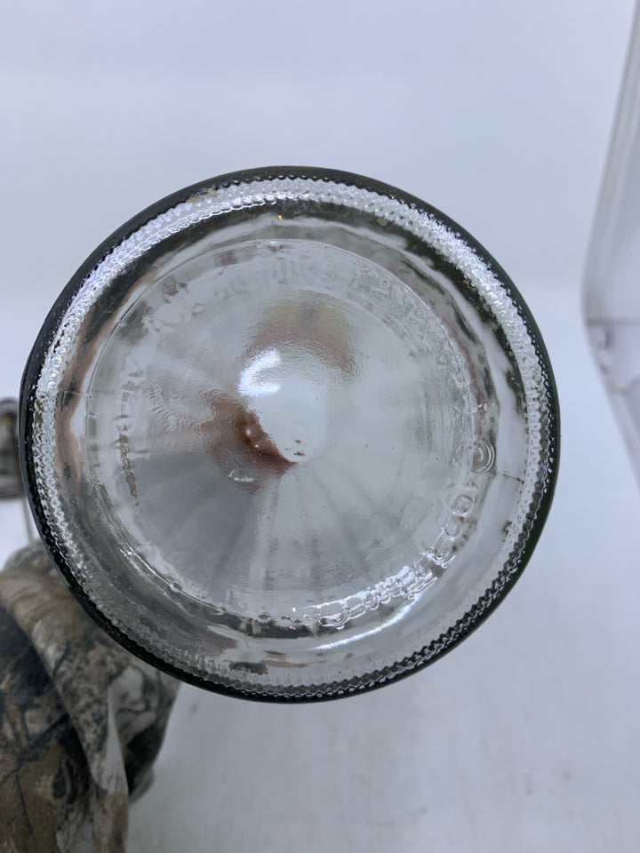 VTG GLASS COCA COLA W/ METAL LID AND PULL UP.