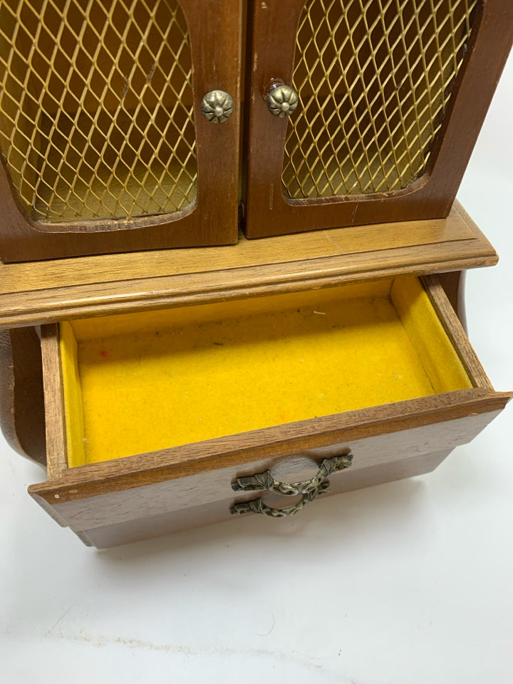VTG WOOD JEWELRY BOX W/2 DRAWERS.
