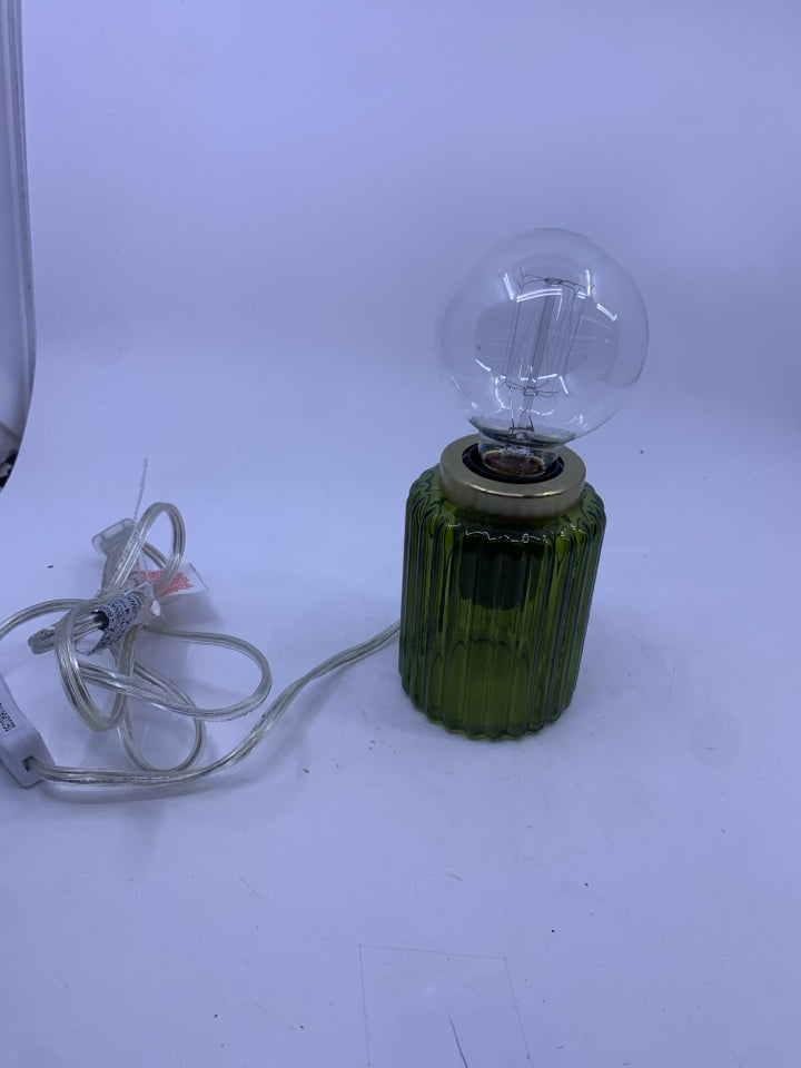 GREEN RIBBED LAMP W MOOD LIGHTING.