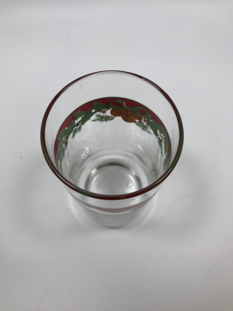 10PC RIBBON, PINECONE, HOLLY TUMBLER SET.
