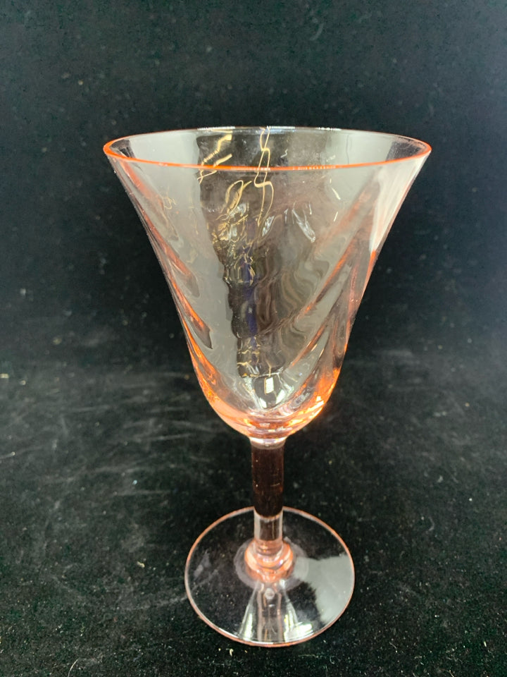 4 PINK WINE GLASSES.