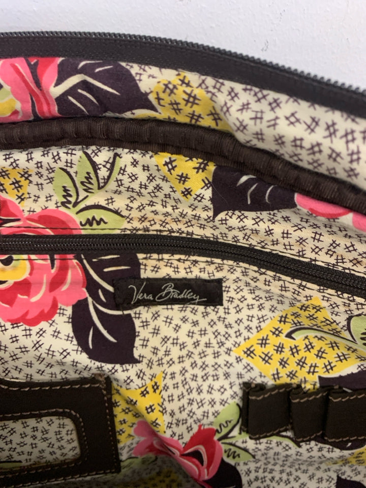 DARK BROWN VERA BRADLEY COMPUTER BAG.