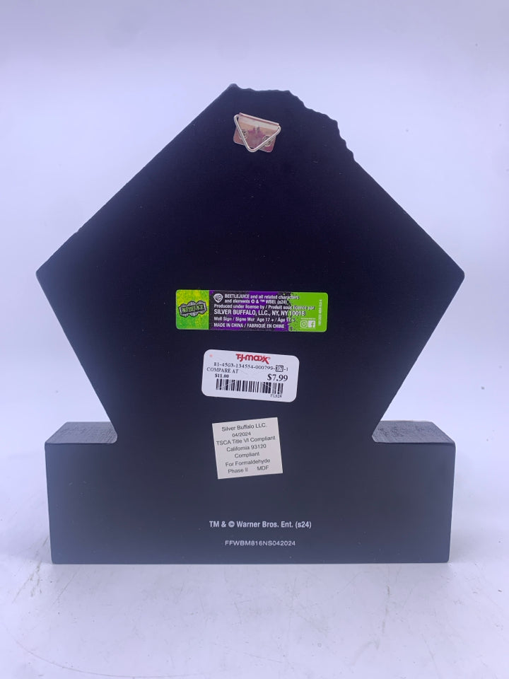 BEETLEJUICE WOOD BLOCK SHELF DECOR.