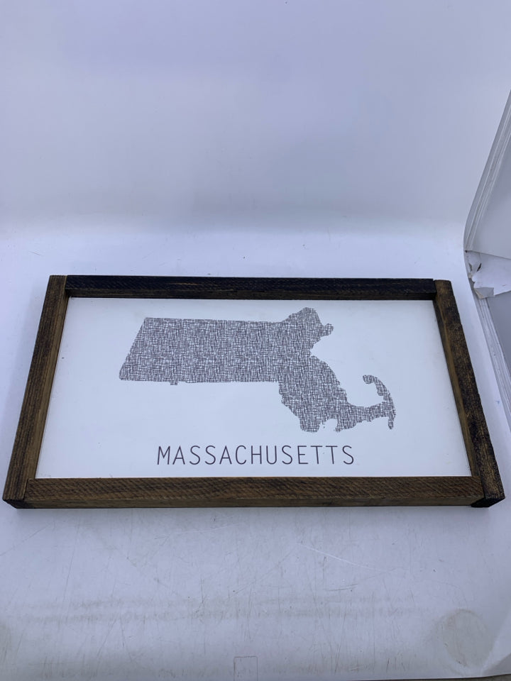 HEAVY WOOD MASSACHUSETTS WALL ART.