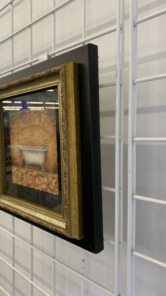 BATHTUB PRINT IN GOLD/BLACK FRAME.