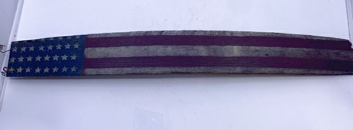PRIMITIVE WOOD FLAG WALL ART.