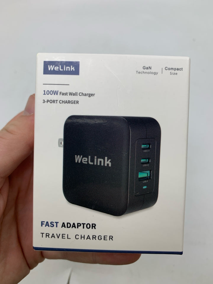 NIB WELINK 3 PORT FAST ADAPTOR TRAVEL CHARGER.