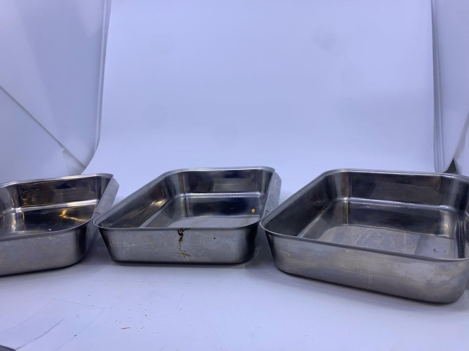 3 PC METAL BREADING TRAYS.