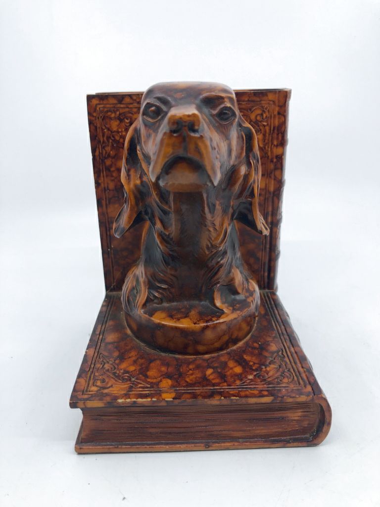 HEAVY BROWN DOG HEAD BOOK END.