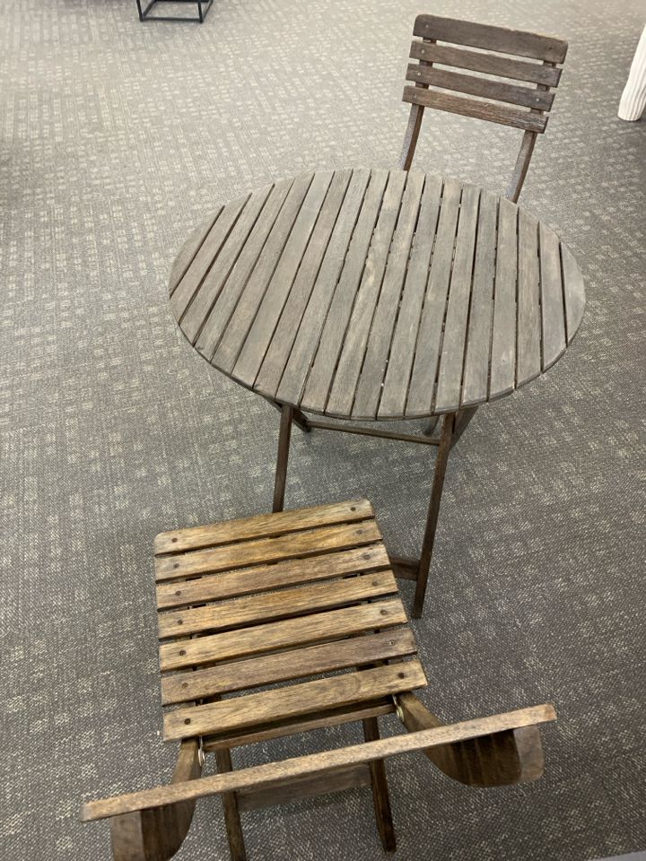 FOLDING BISTRO TABLE & 2 CHAIRS SET.