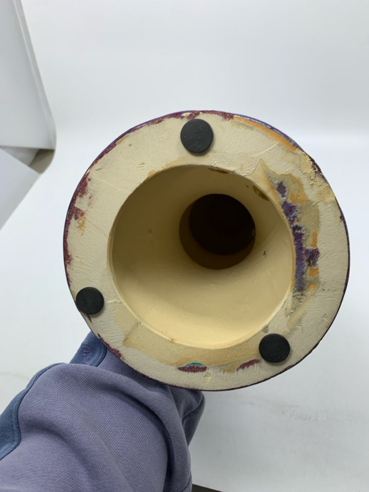 ABSTRACT CERAMIC PILLAR CANDLE HOLDER.