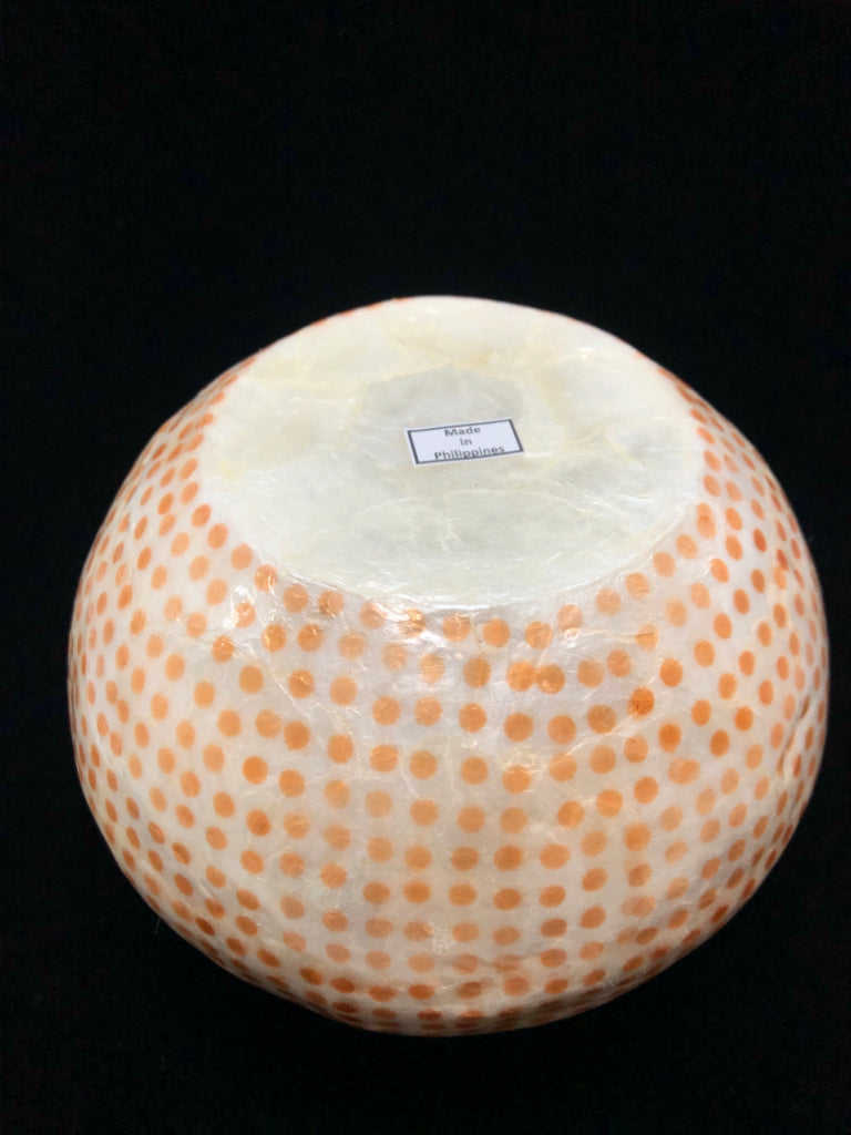 ORANGE RESIN POLKA-DOT VASE.