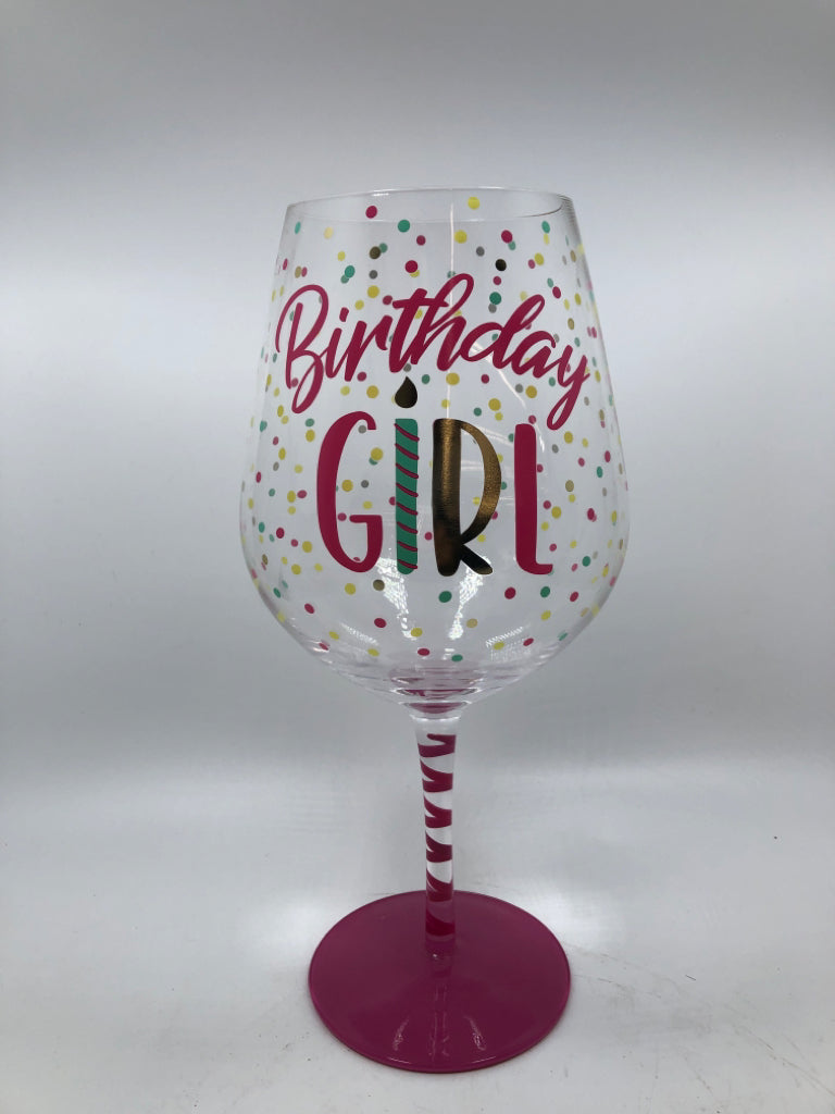 LG BIRTHDAY GIRL DECORATED WINE GLASS.