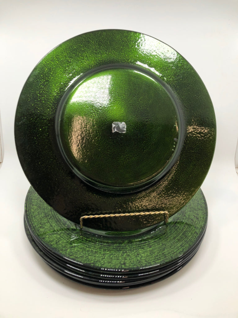 6 GREEN CHARGER PLATES - CRATE&BARREL.