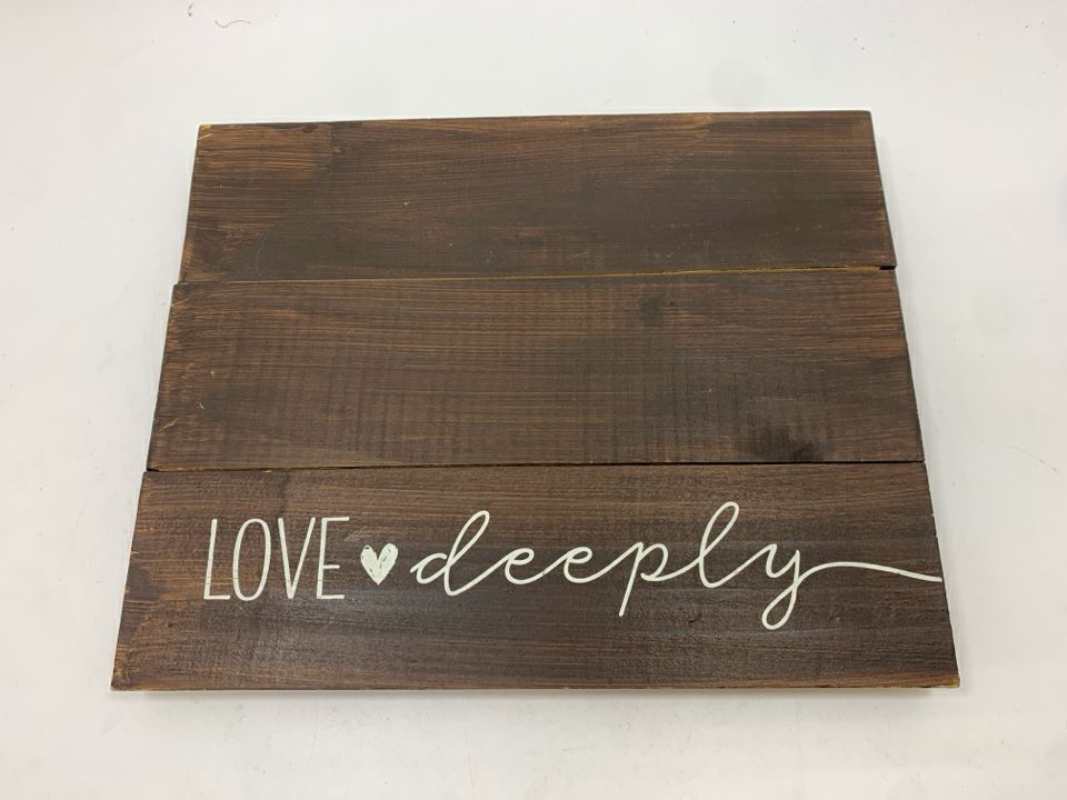 LOVE DEEPLY WOOD SHELF DECOR.