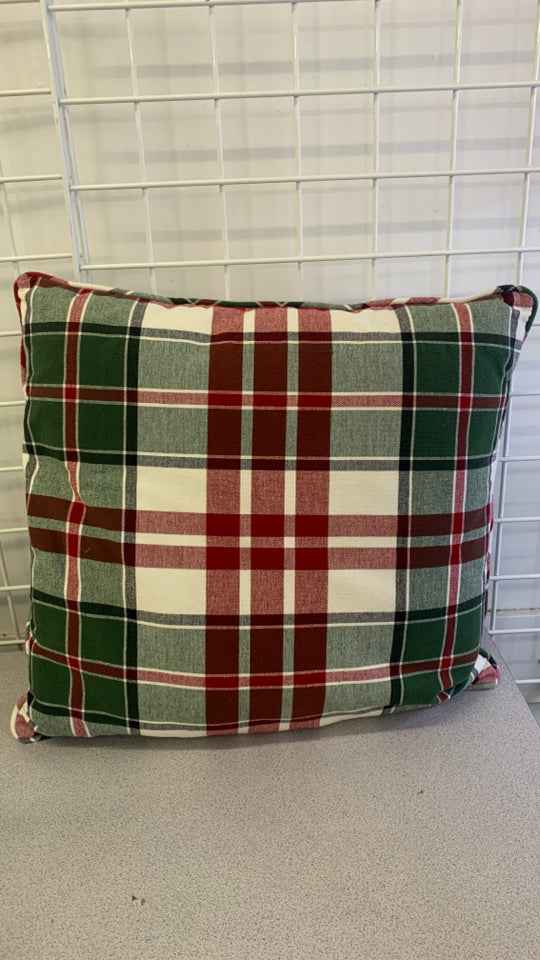 GREEN/RED PLAID PILLOW.