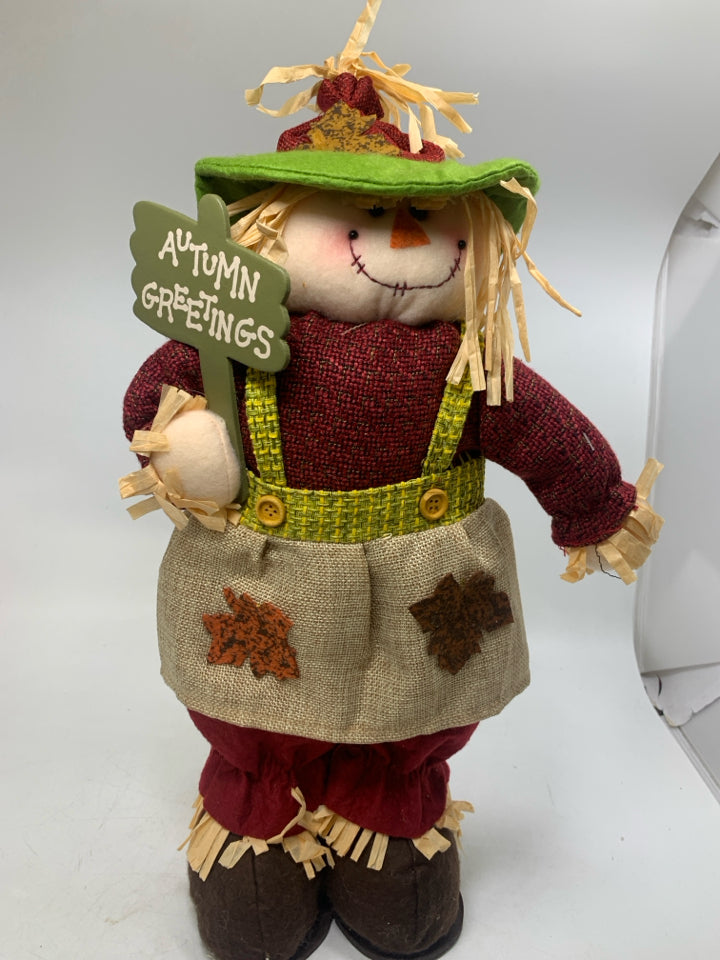 PLUSH SCARECROW GIRL AUTUMN GREETINGS.