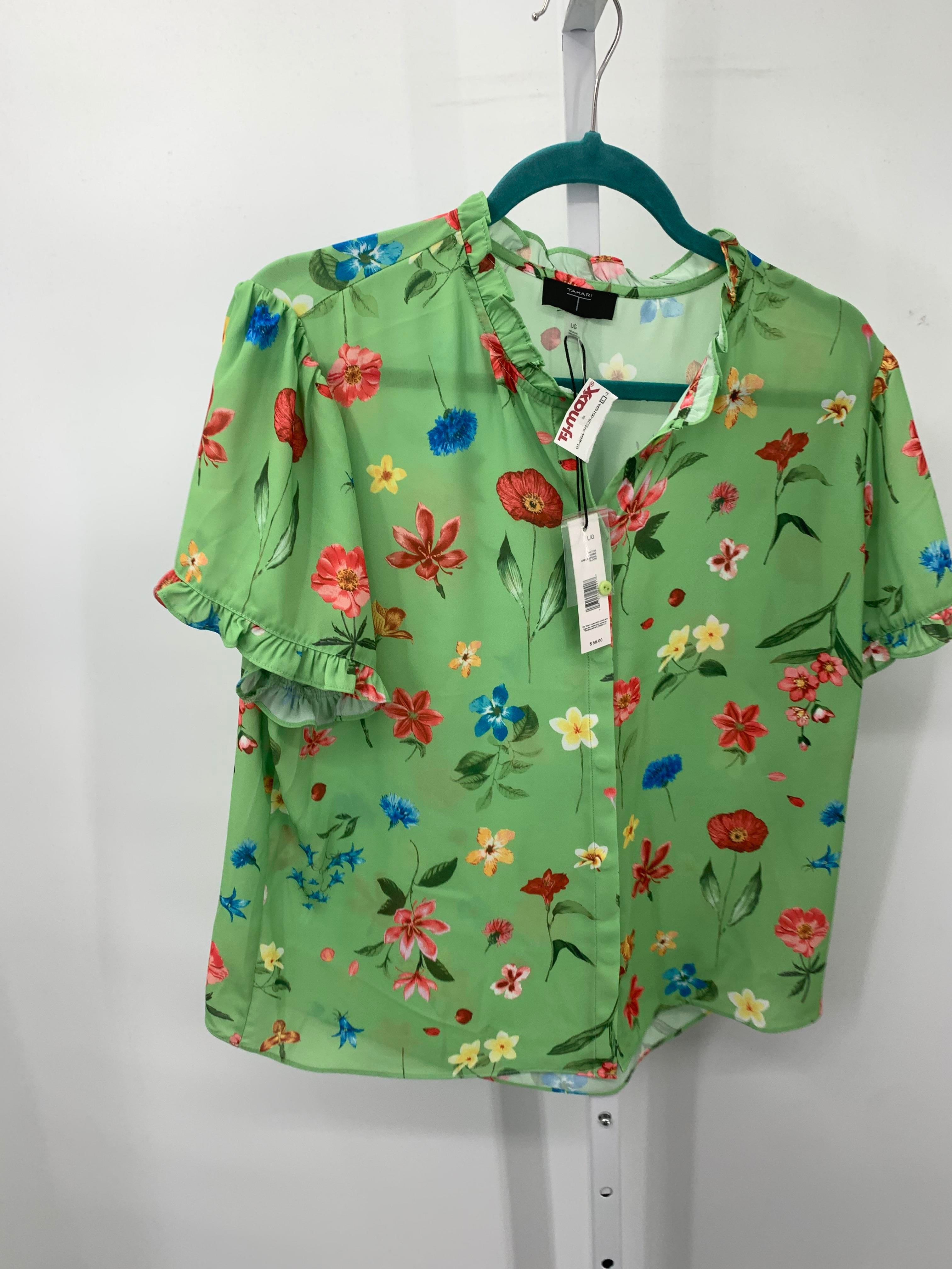 Tahari Size Large Misses Short Sleeve Shirt