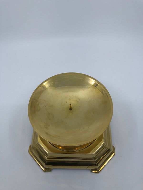 HEAVY BRASS FOOTED CANDLE HOLDER.