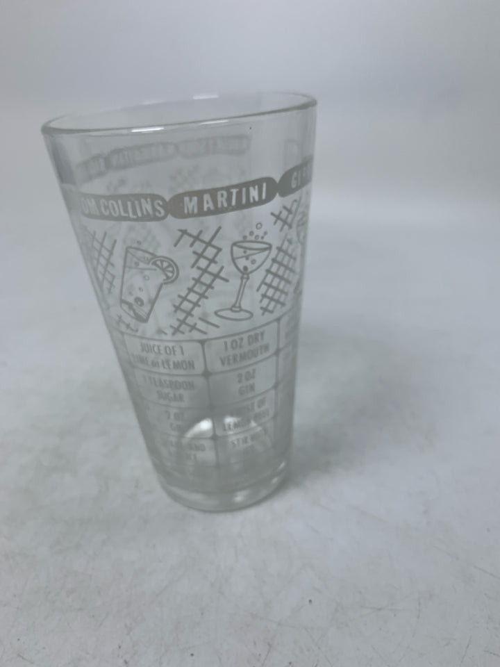 DRINK RECIPE GLASS CUP.
