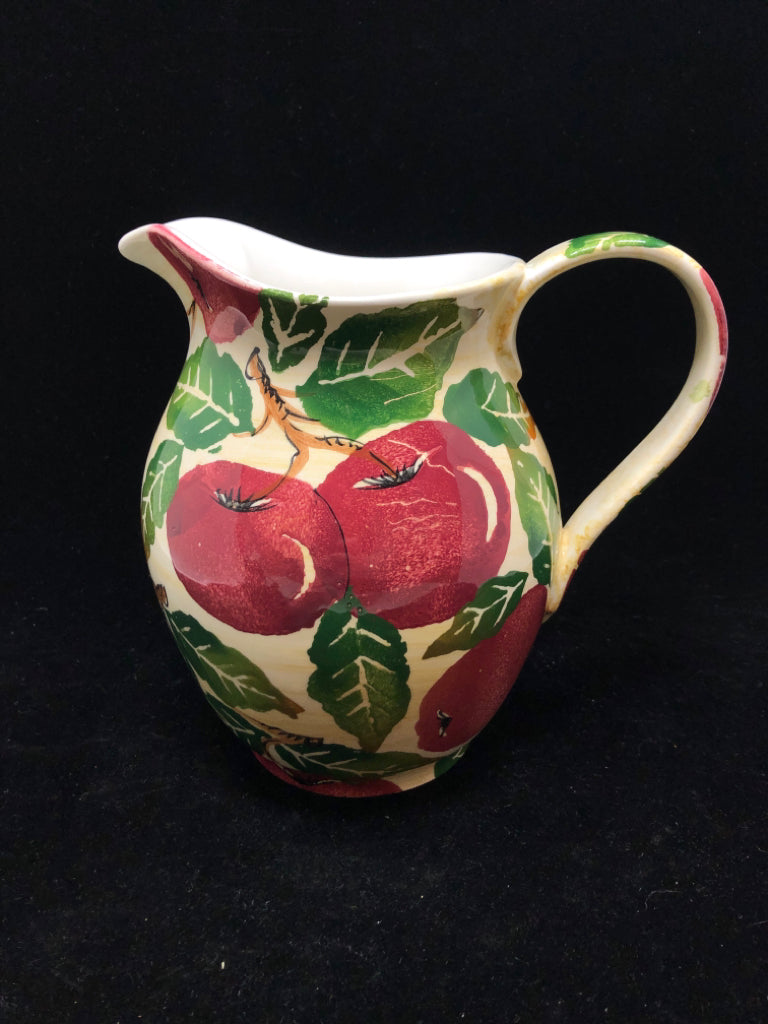 APPLE PAINTED PITCHER MADE IN ITALY.