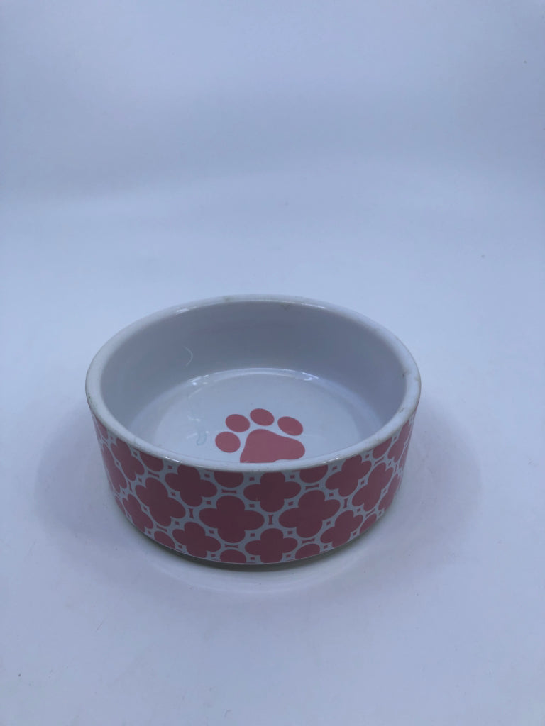 PINK PAW PRINT PET DISH.