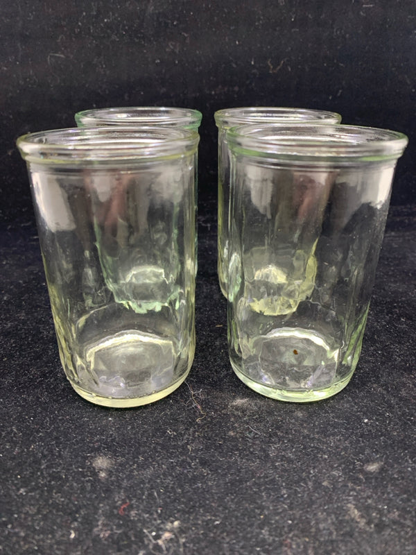 4 SHORT JUICE GLASSES.